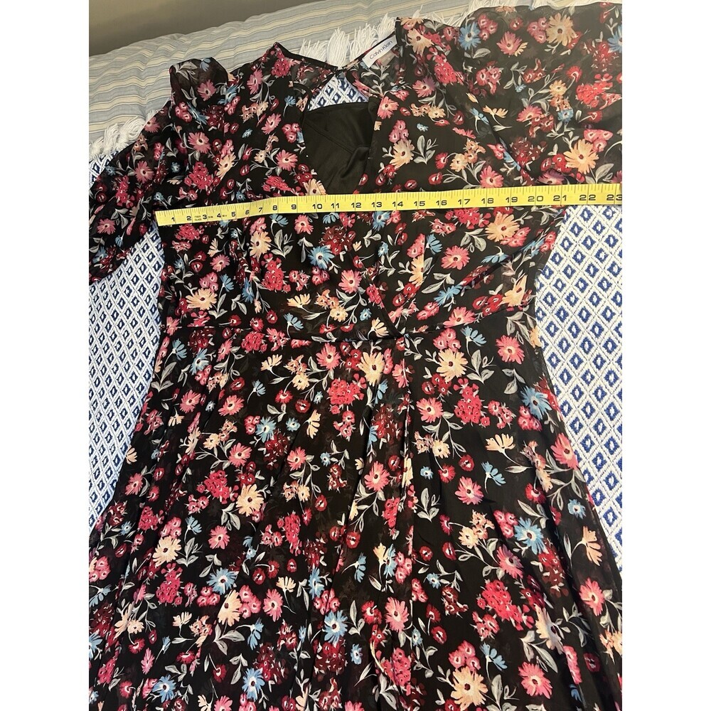 Calvin Klein Floral Puff Sleeve MIDI Dress SZ 12 Romantic Easter Church Modest - Picture 6 of 7